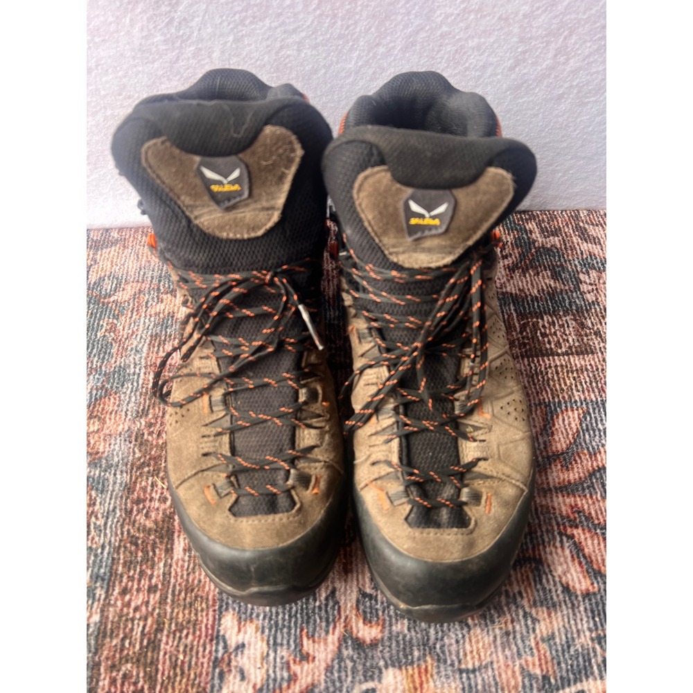 Salewa Alp Trainer 2 Mid GTX Hiking Boots Walnut Fluo Orange 61382 Mens 9.5